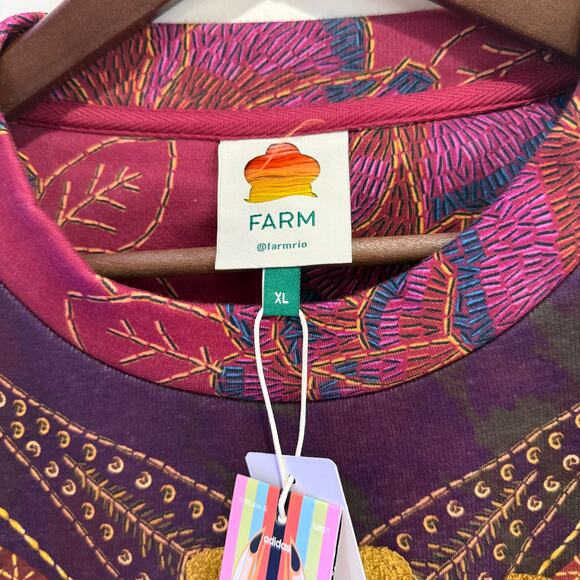 NEW NWT FARM RIO Mixed Scarves Sun Flowers Multi-Colored Sweatshirt Size XL - Picture 3 of 7